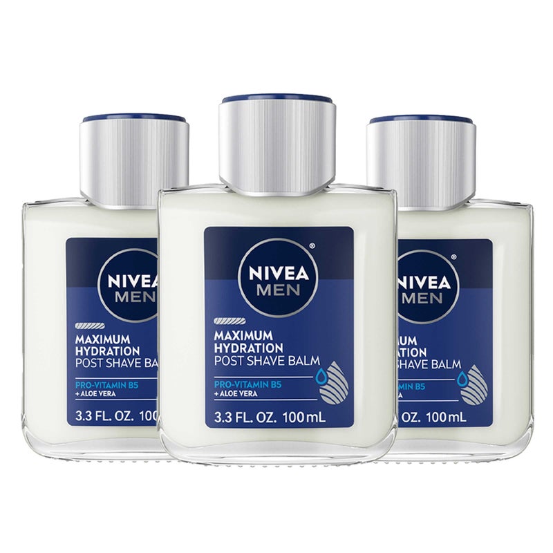 NIVEA MEN Maximum Hydration Post Shave Balm with Aloe Vera and Provitamin B5, 3 Pack of 3.3 Fl Oz Bottles - Image 1