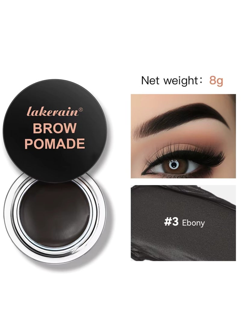 lakerain Brow Pomade Natural Long Lasting Sweat Proof Waterproof Eyebrow Makeup Gels Smooth Fast Drying Eyebrow Color Cream Eyebrow Pomade Brow Coloring Gel Ebony 03 - Image 2