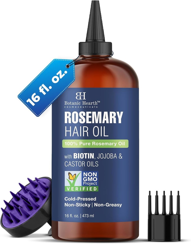 Botanic Hearth Rosemary Oil for hair growth 16 Fl Oz - For Thicker Hair, Scalp Treatment for Hair Loss, Dry & Frizzy Hair Repair, Deep Nourishing Oil for Damaged Hair - 100% Natural and Vegan - Image 2