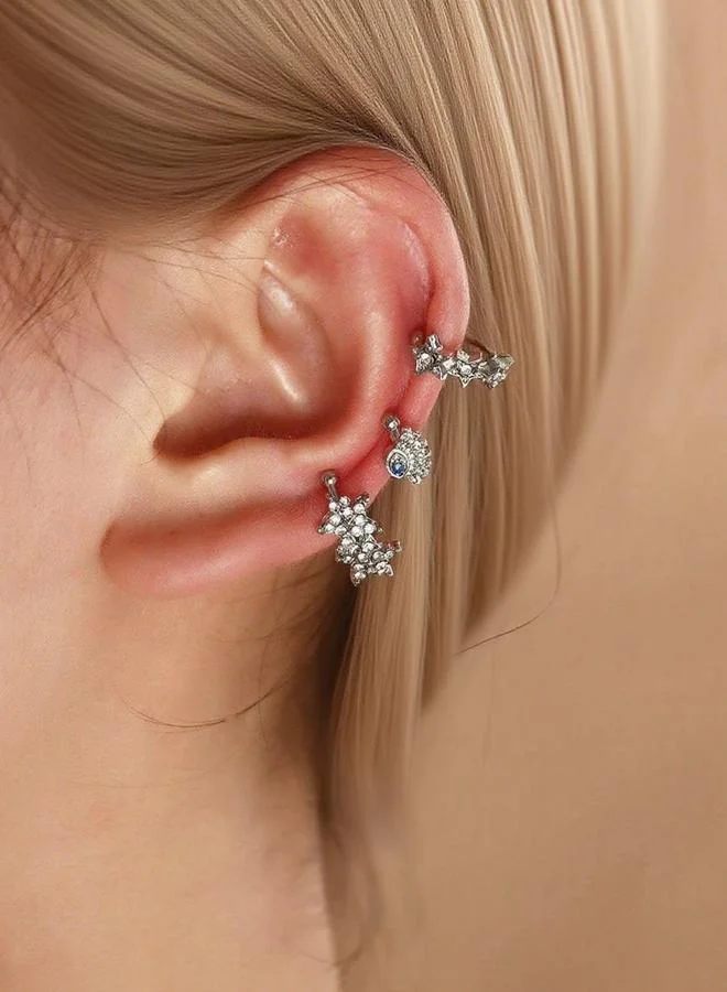 تايك تو مجموعة من 3 - أقراط مشبك مرصعة بحجر الراين