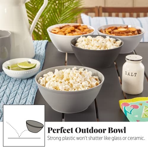 US Acrylic Unbreakable 28 oz. Plastic Stackable Cereal Bowls for Snacks & Ice Cream in Grey Colors (Set of 8) 6-inch Reusable, BPA-Free, Made in the USA, Dishwasher Safe Dinnerware - Image 5
