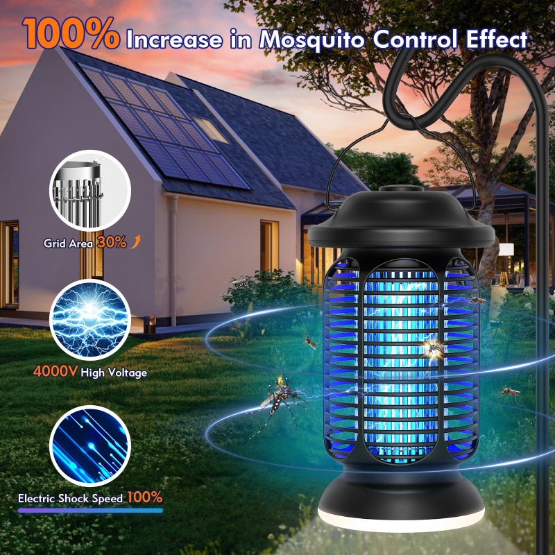 AMUFER Bug Zapper Outdoor & Indoor, Upgraded 18W Exclusive Blue-Violet Light with 2W LED Lamp, 100% Increase in Mosquito Control Effect, Coverage of 1/2-1 Acre, Fly Zapper for Patio, Backyard, Home - Image 3