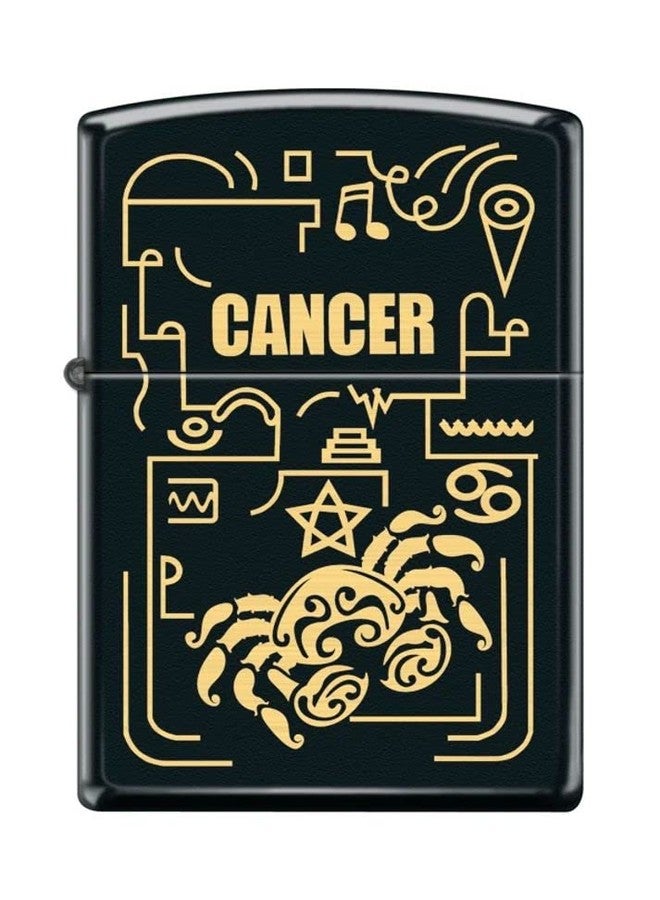 Zippo Lighter- Cancer Zodiac Horoscope Sign Black Matte Windproof Lighter #Z5300 - Image 1