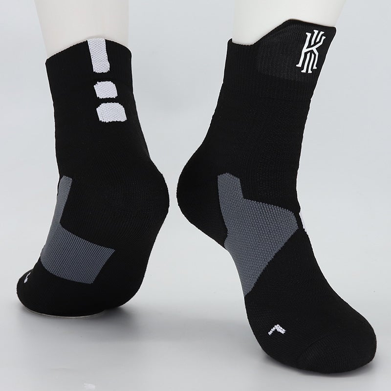Kids High-Top Basketball Socks Elite Cotton Owen Black  - Image 1