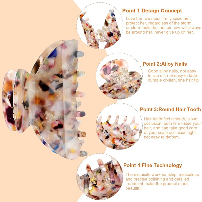 WILLBOND 6 Pieces Medium Hair Claw Clips for Thin Hair 2.6 Inch Tortoise Shell Clip Banana Jaw Hairpin French Style Barrettes Head Accessories for Women Girls(Classic Patterns) - Image 3