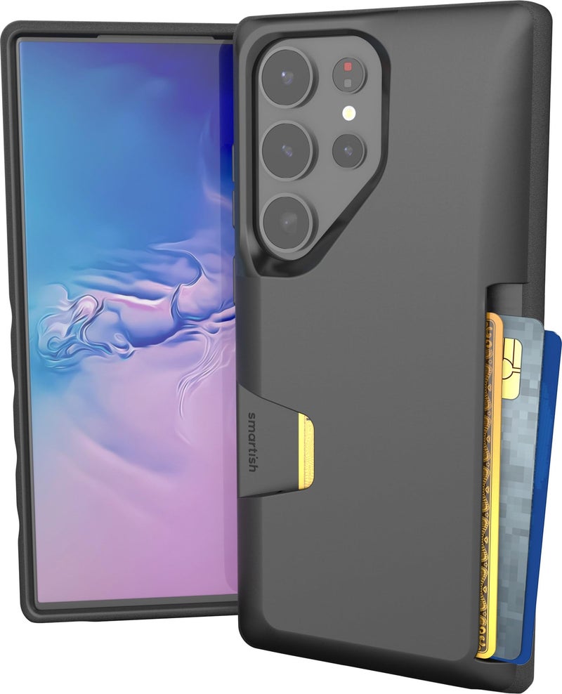 Smartish® Galaxy S23 Ultra Wallet Case - Wallet Slayer Vol. 1 [Slim + Protective] Grip Credit Card Holder - Drop Tested Hidden Card Slot Cover for Samsung Galaxy S23 Ultra - Black Tie Affair - Image 1