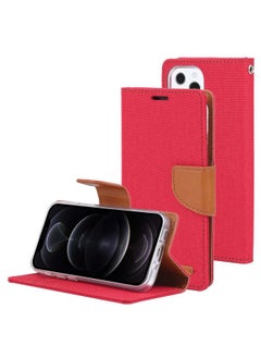 Case Cover For iPhone 13 Pro Max GOOSPERY CANVAS DIARY Canvas Texture Horizontal Flip PU Leather Case with Holder & Card Slots & Wallet Red