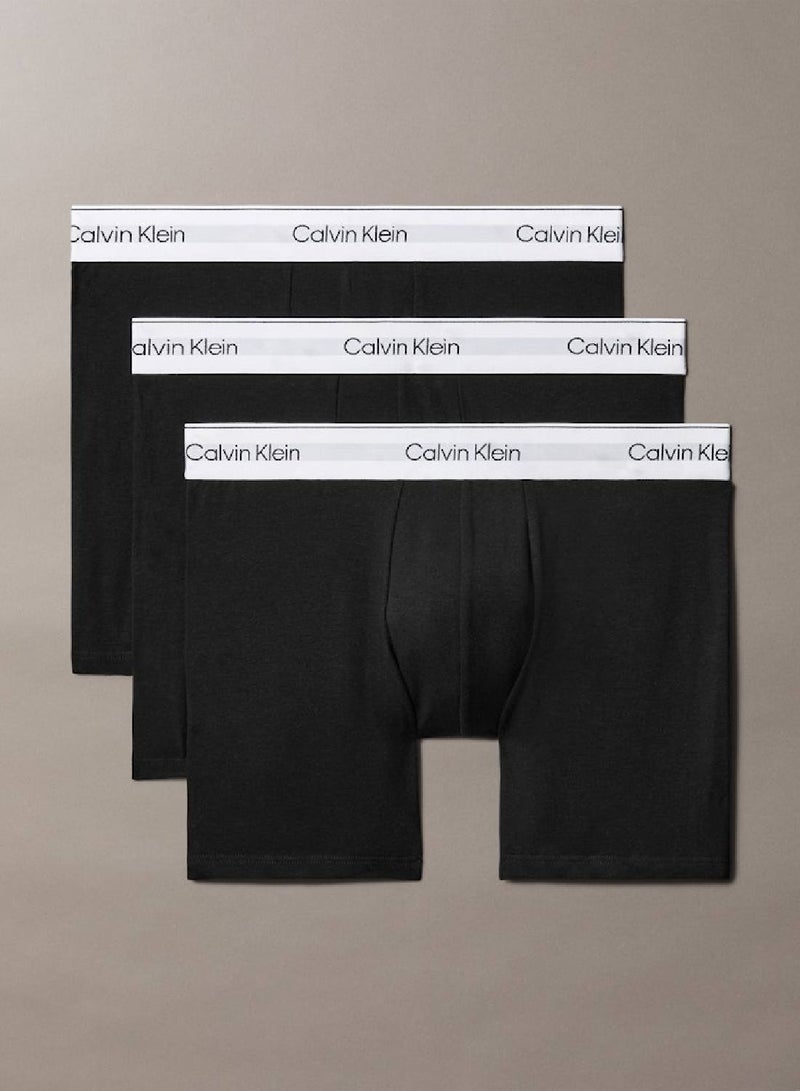 CALVIN KLEIN 3 Pack Boxer Briefs - Icon Cotton Stretch  - Image 1