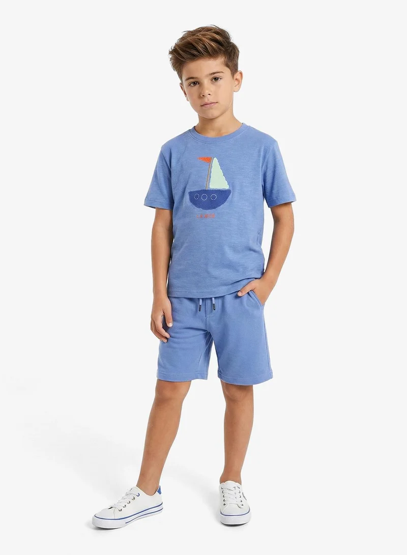 ريبلز مع نمشي Boys Round Neck T-shirt & Shorts Set