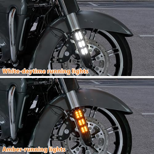 VEISUTOR أغطية الساق السفلية الأمامية لفرامل VEISUTOR لستريت جلايد 2014-2020، ضوء منزلق الساق السفلية الأمامية LED لدراجات هارلي السياحية ستريت جلايد رود كينغ إليكترا جلايد ألترا ليمتد 2014-2020 - Image 2