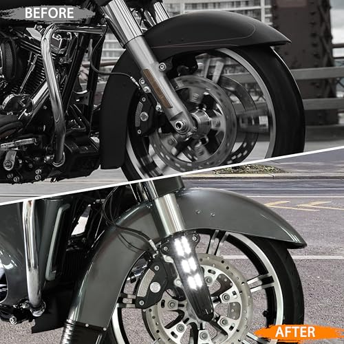 VEISUTOR أغطية الساق السفلية الأمامية لفرامل VEISUTOR لستريت جلايد 2014-2020، ضوء منزلق الساق السفلية الأمامية LED لدراجات هارلي السياحية ستريت جلايد رود كينغ إليكترا جلايد ألترا ليمتد 2014-2020 - Image 5