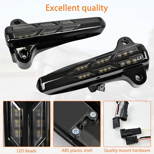 VEISUTOR أغطية الساق السفلية الأمامية لفرامل VEISUTOR لستريت جلايد 2014-2020، ضوء منزلق الساق السفلية الأمامية LED لدراجات هارلي السياحية ستريت جلايد رود كينغ إليكترا جلايد ألترا ليمتد 2014-2020 - Image 3