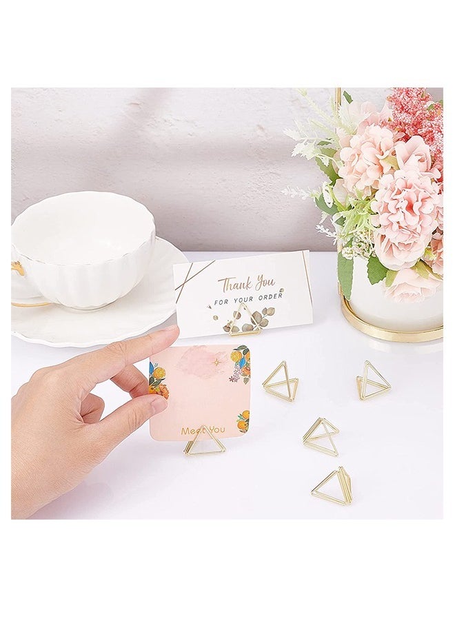 Generic 25 Pieces Metal Place Card Holders, Triangle Shape Table Sticky Note Clip, Creative Desktop Stand Clips for Place Cards Weddings Anniversary Office Desk Name (Gold)  - Image 3