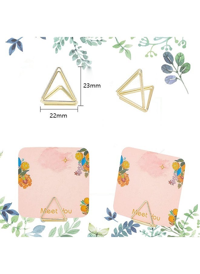 Generic 25 Pieces Metal Place Card Holders, Triangle Shape Table Sticky Note Clip, Creative Desktop Stand Clips for Place Cards Weddings Anniversary Office Desk Name (Gold)  - Image 2