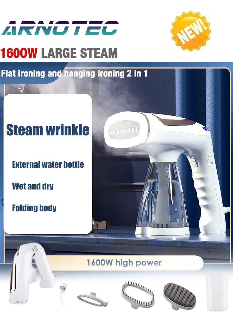 ARNOTEC Clothes Steamer, 1600W High Power Handheld Steamer, Portable Foldable Travel Garment Steamer, Three Speed ​​Adjustable Garment Steamer with Removable 250ml Water Tank, 20s Fast Heating  - Image 1