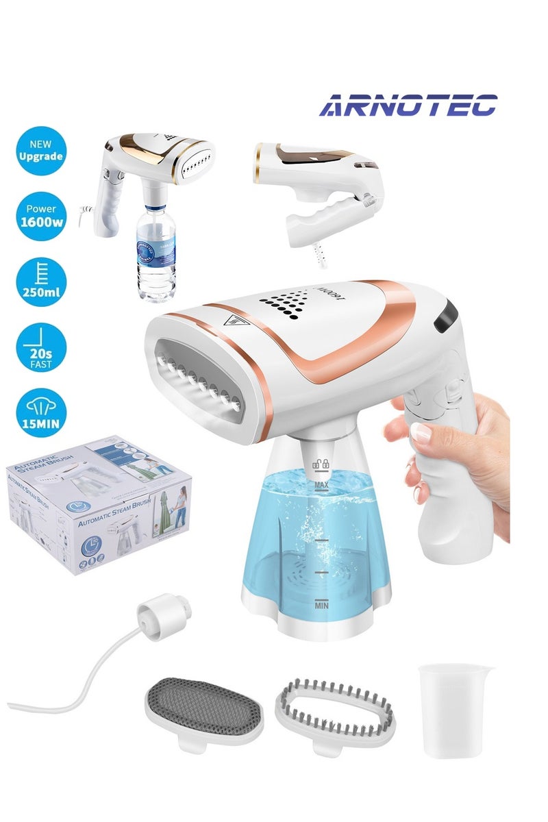 ARNOTEC Clothes Steamer, 1600W High Power Handheld Steamer, Portable Foldable Travel Garment Steamer, Three Speed ​​Adjustable Garment Steamer with Removable 250ml Water Tank, 20s Fast Heating  - Image 1