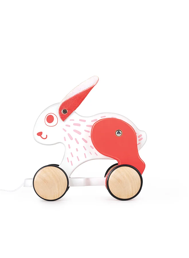 Hape Hape Bunny Pull Along - Wooden Toddler Toy with Moving Head and Feet | Smooth Wheels for Easy Pulling | Learning Toy for Walking Skills | Ages 12 Months+