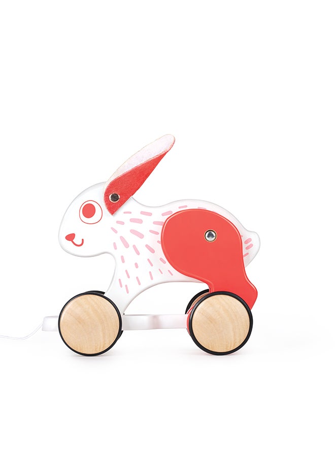 Hape Bunny Pull Along - Wooden Toddler Toy with Moving Head and Feet | Smooth Wheels for Easy Pulling | Learning Toy for Walking Skills | Ages 12 Months+ - Image 2