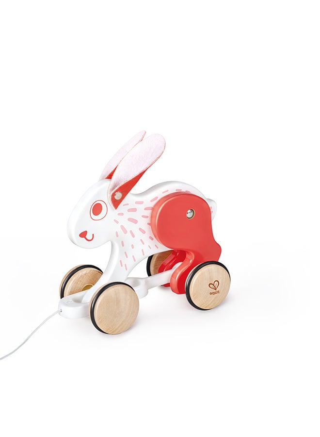 Hape Bunny Pull Along - Wooden Toddler Toy with Moving Head and Feet | Smooth Wheels for Easy Pulling | Learning Toy for Walking Skills | Ages 12 Months+ - Image 1