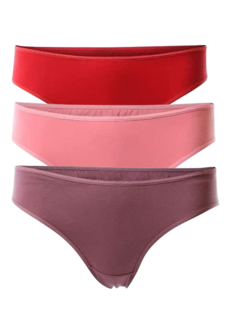 Pack of 3 Plain Cotton Bikini Panties Underwear for Women