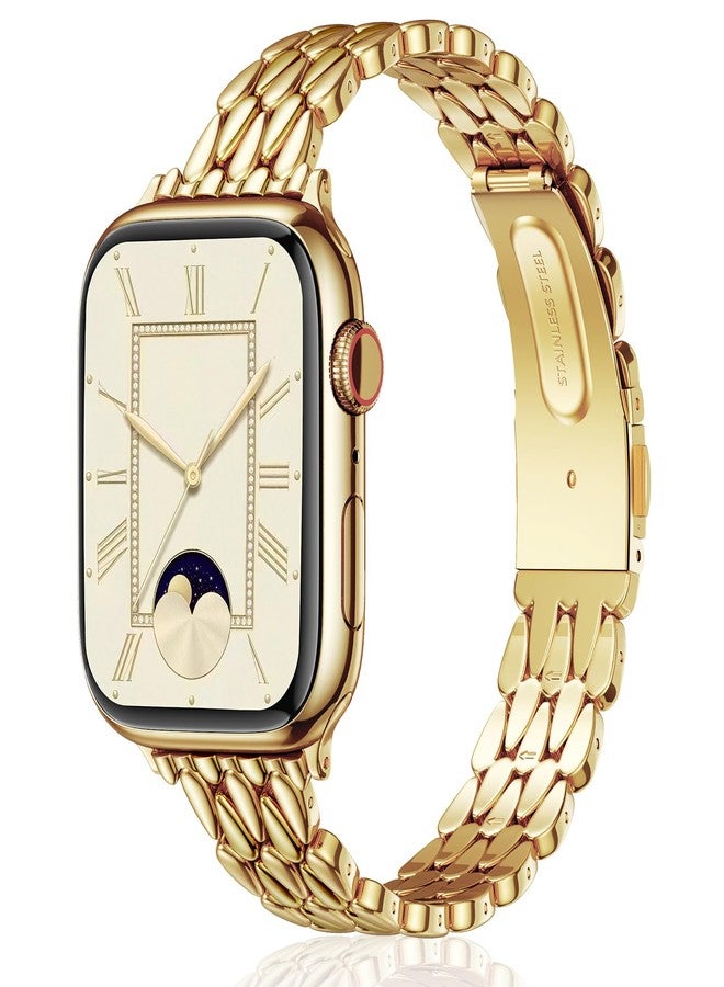 VISOOM Slim Gold Iwatch Bands Compatible With Apple Watch Bands 38/40/41/42mm Women - Thin Metal Dressy Luxury Cute Designer Apple Watch Series 11 10 Se 9 8 7 6 5 4 3 2 1 Bracelet Bands for Women - Image 1