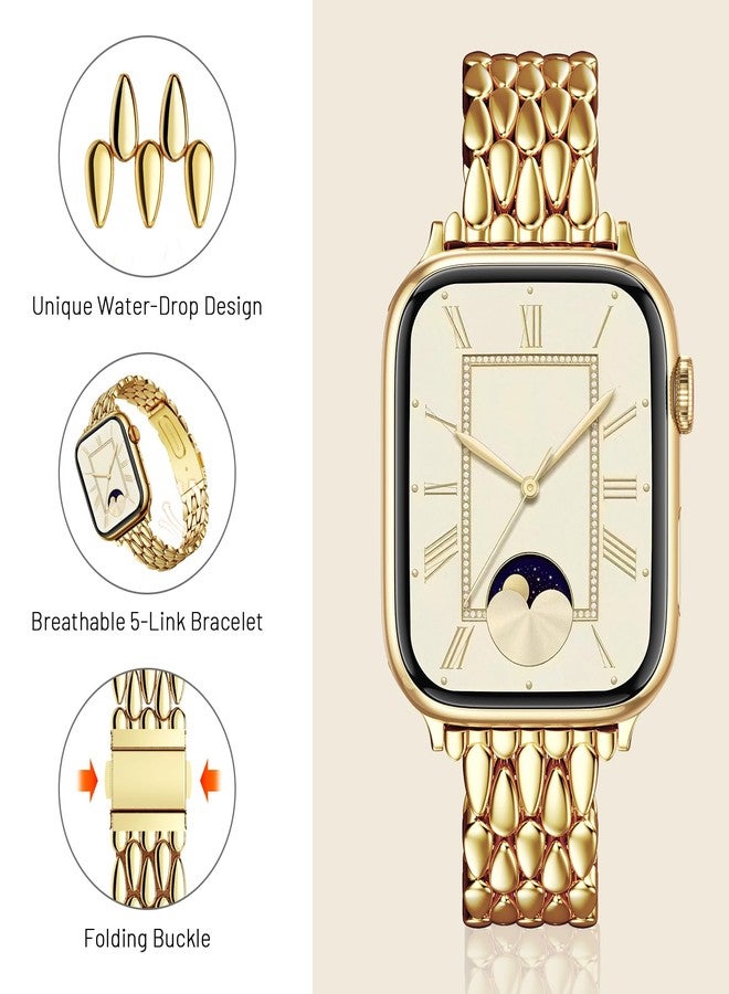 VISOOM Slim Gold Iwatch Bands Compatible With Apple Watch Bands 38/40/41/42mm Women - Thin Metal Dressy Luxury Cute Designer Apple Watch Series 11 10 Se 9 8 7 6 5 4 3 2 1 Bracelet Bands for Women - Image 4