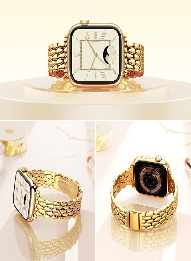 VISOOM Slim Gold Iwatch Bands Compatible With Apple Watch Bands 38/40/41/42mm Women - Thin Metal Dressy Luxury Cute Designer Apple Watch Series 11 10 Se 9 8 7 6 5 4 3 2 1 Bracelet Bands for Women - Image 2