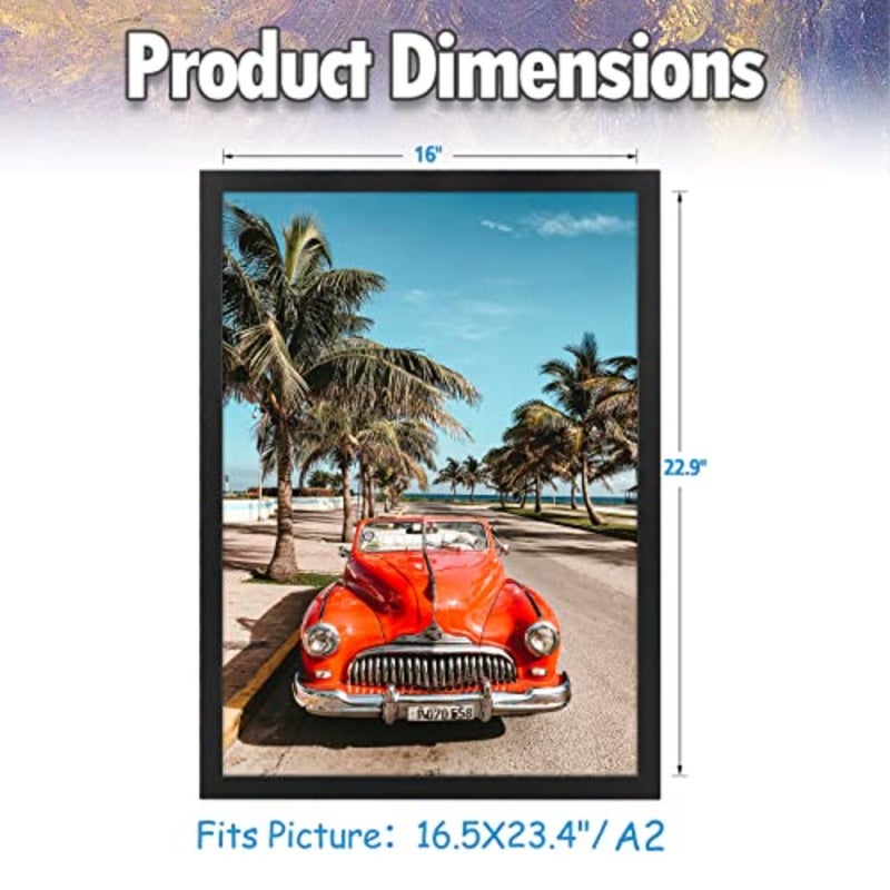A2 Picture Frame Set of 2, 16.5 x 23.4 Poster Frame Wall Mounted Horizontal and Vertical - Image 2