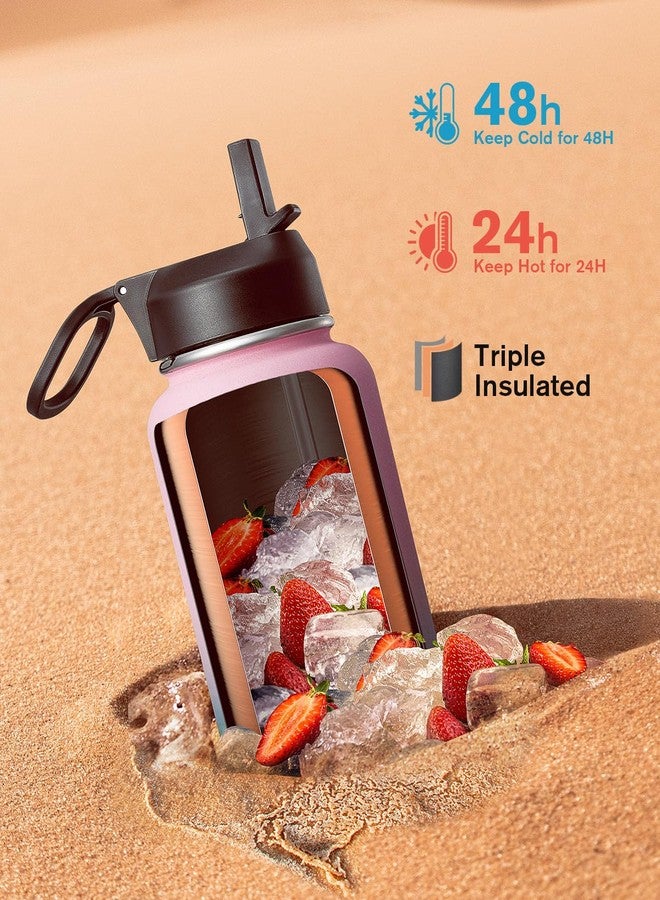 Coolflask 40 oz Insulated Water Bottle with Straw&3 Lids, Coolflask Stainless Steel Metal flask Wide Mouth for Sports or Office, Non-BPA Keep Cold Up to 48 Hrs or Hot Up to 24 Hrs, Bubblegum Princess - Image 2