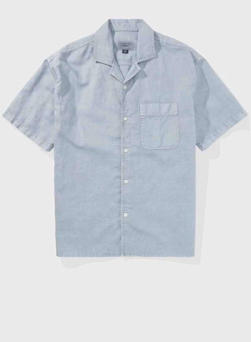 امريكان ايجل Linen Blend Button Up Regular Fit Shirt