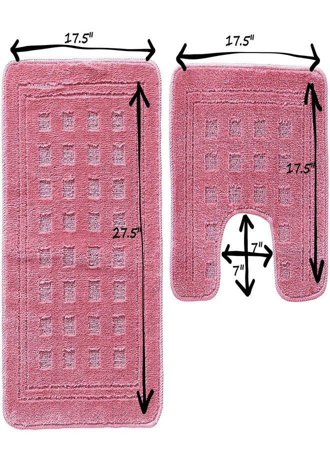 تاش هوم فاشون طقم سجاد حمام من قطعتين من تاش، فائق الامتصاص، بلون بنفسجي وردي سادة - Image 2