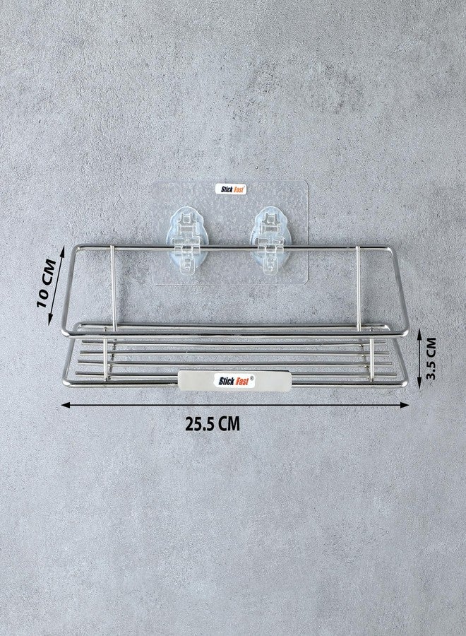 SF - Stick Fast رف حمام صغير الحجم من الفولاذ المقاوم للصدأ ذاتي اللصق من SF - Stick Fast مع ملصق 3M للتثبيت على الحائط، منظم تخزين متعدد الأغراض للمطبخ والحمام (Sf-Miniclassy-Shelf) - Image 3