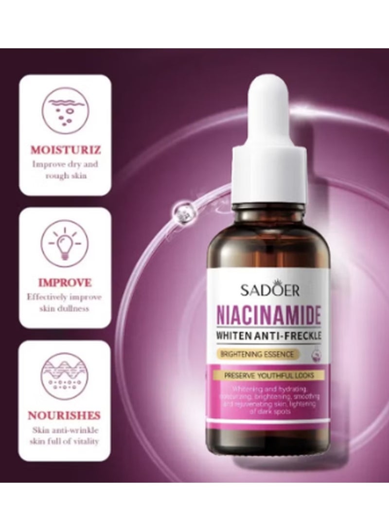 SADOER Niacinamide Whitening Freckle Brightening Essence Serum For Face Dark Spot Removal Skin 30ml - Image 2