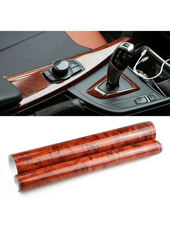 Car Wood Grain Sticker Car Interior Film High Gloss Wood Grain Vinyl Decal Color Change Film Bright Surface Mahogany Grain Center Control Film Modified Renovation Sticker 30x100cm - Image 3