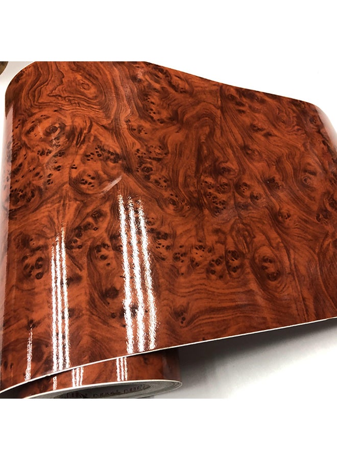 Car Wood Grain Sticker Car Interior Film High Gloss Wood Grain Vinyl Decal Color Change Film Bright Surface Mahogany Grain Center Control Film Modified Renovation Sticker 30x100cm - Image 1