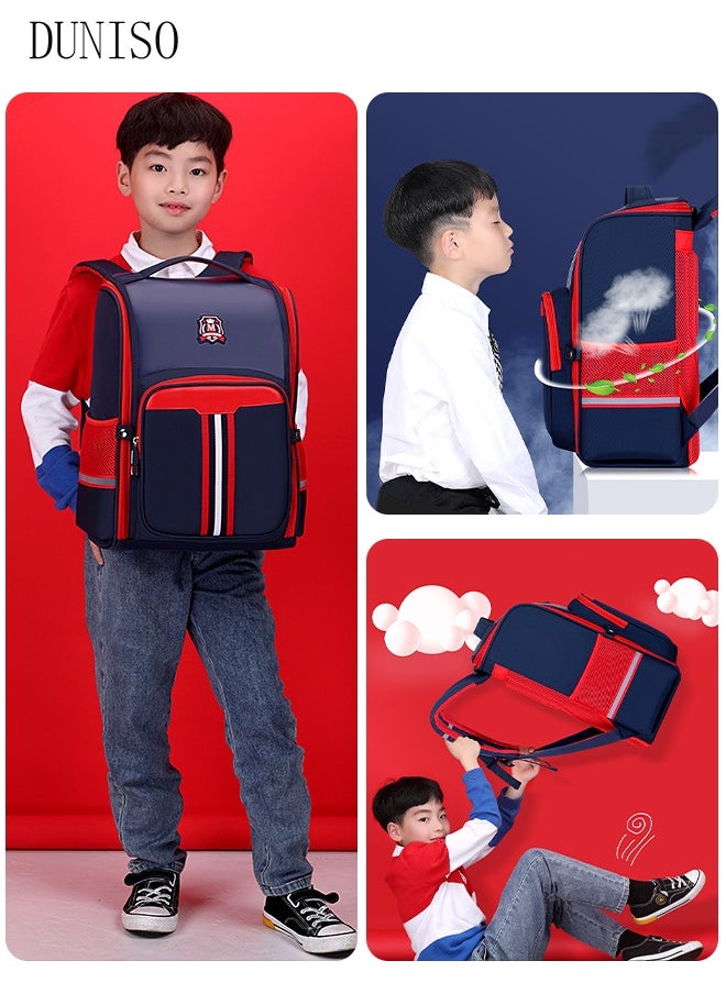 DUNISO Kids School Backpack Large Capacity School Bag Toddler Waterproof Lightweight Kids Backpack with Ergonomic Design, Adjustable Padded Straps Book Bag with Back Reflective Strip for 3-6th Grade Kids  - Image 4