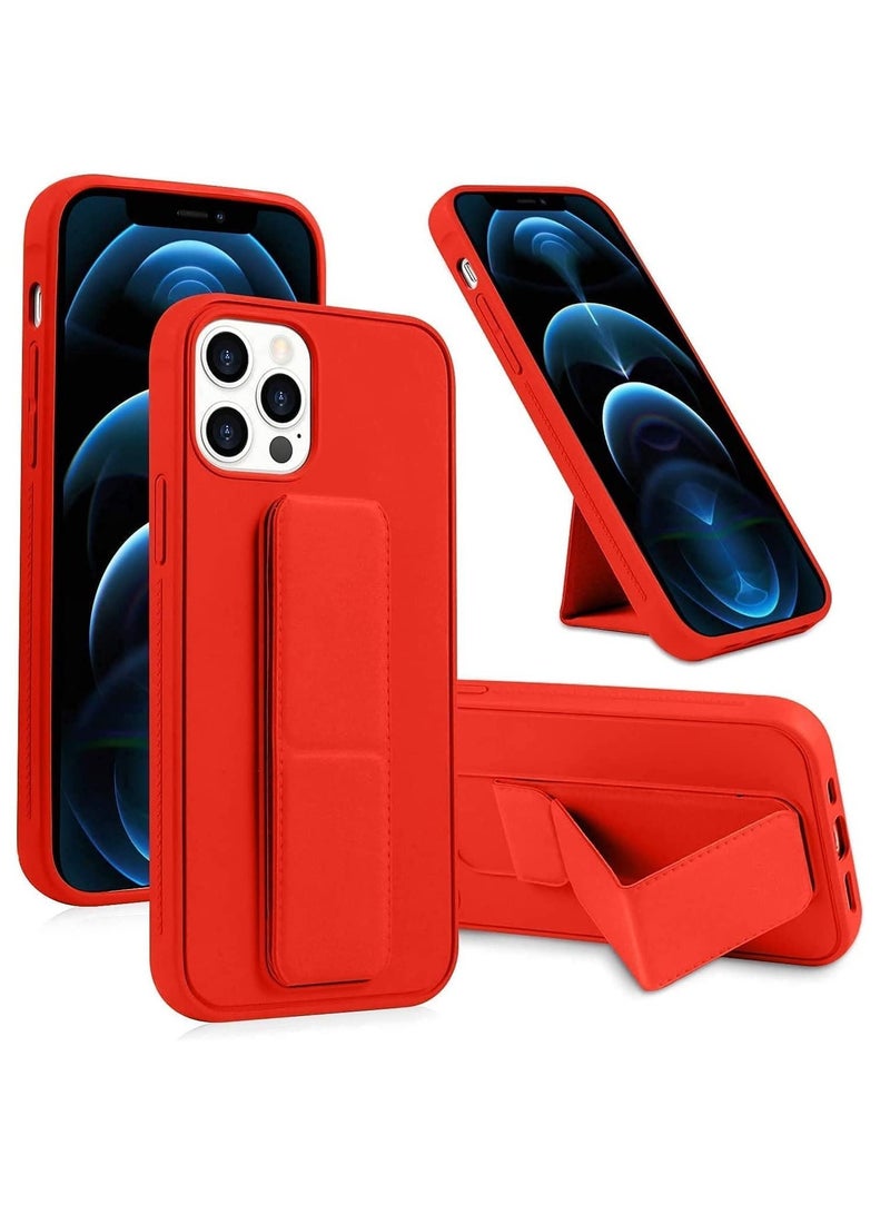 VITION Case Cover For iPhone 12 Pro Max, Finger Grip Phone Holder Case Car Magnetic Multi-function 3 in 1 Shockproof Back Cover Protective Case (iPhone 12 Pro Max Red) - Image 1