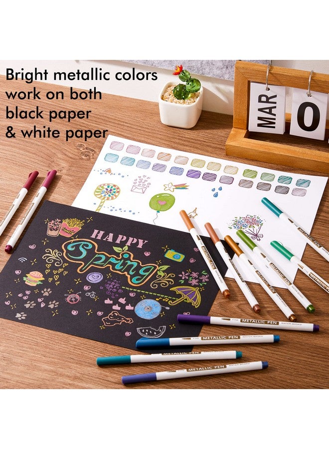 Shuttle Art Metallic Marker Pens, 30 Colors Metallic Paint Markers With 1 Coloring Book Fine Point For Diy Card, Calligraphy, Art And Crafting Projects, Works Great On Black Paper, Scrapbooks, Rock - Image 4