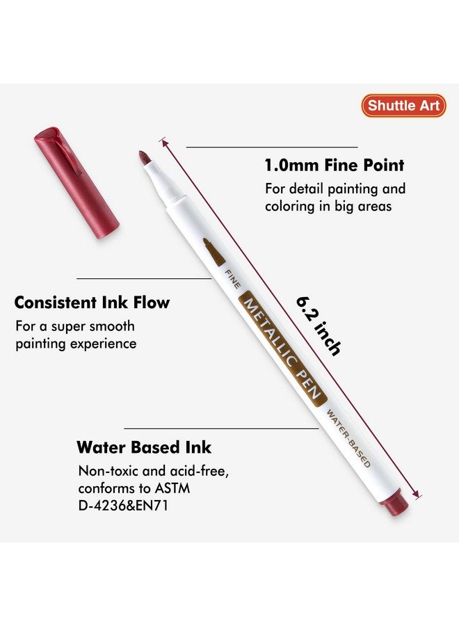 Shuttle Art Metallic Marker Pens, 30 Colors Metallic Paint Markers With 1 Coloring Book Fine Point For Diy Card, Calligraphy, Art And Crafting Projects, Works Great On Black Paper, Scrapbooks, Rock - Image 2