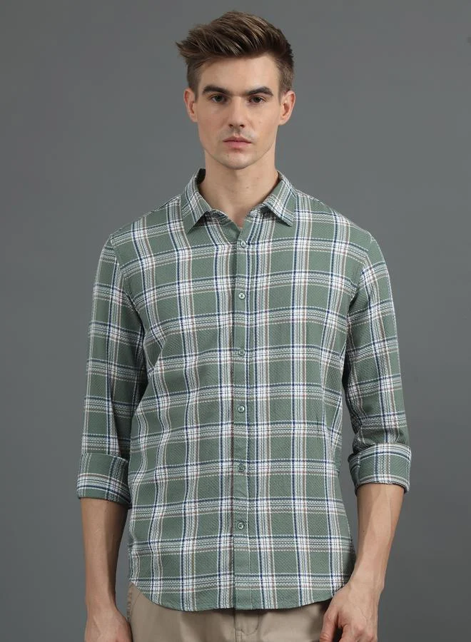 Bushirt Checked Spread Collar Regular Fit Shirt by Styli