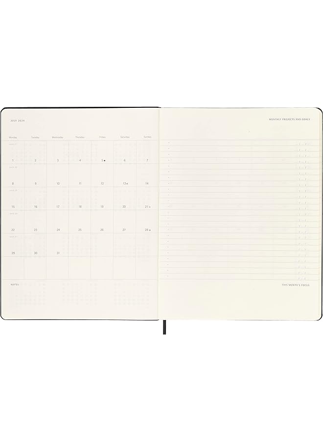 موليسكين مخطط أسبوعي عمودي احترافي 2024، 12 م، غلاف أسود صلب كبير جدًا، 7.5 × 10 - Image 5