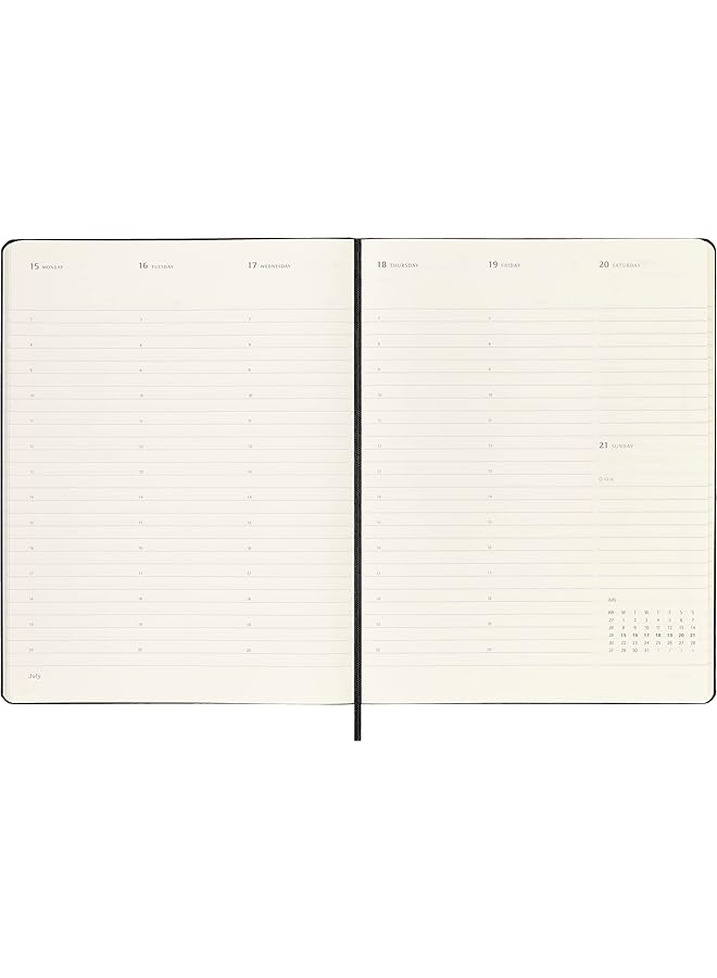 موليسكين مخطط أسبوعي عمودي احترافي 2024، 12 م، غلاف أسود صلب كبير جدًا، 7.5 × 10 - Image 4