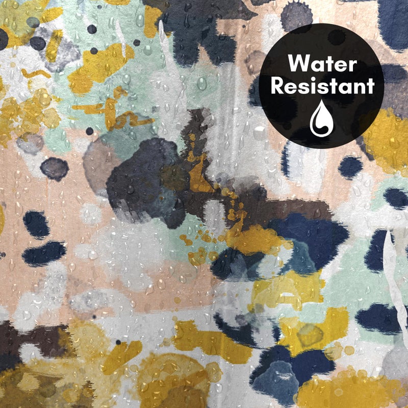 Americanflat 71x74 Abstract Shower Curtain - Water-Resistant Long Shower Curtain with Metal Grommets and 12 Hooks - 100% Polyester - Navy Blue, Yellow, Blush Pink, Mint Green, Charcoal and White - Image 3