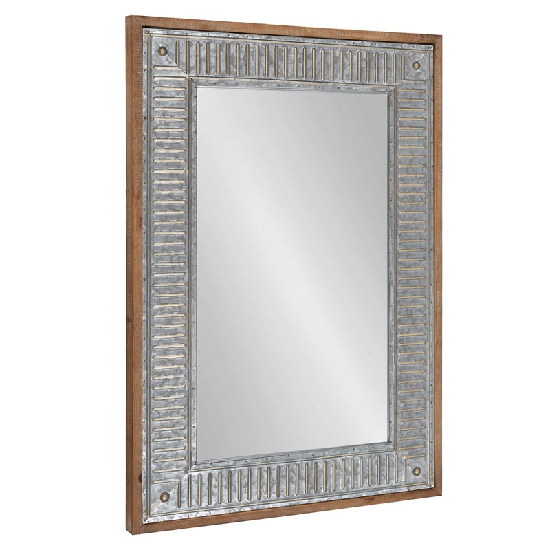 Kate and Laurel Kate and Laurel Deely Farmhouse Wall Mirror 20 x 30 Rustic Brown and Silver Rustic Wall Decor with Galvanized Metal Frame 