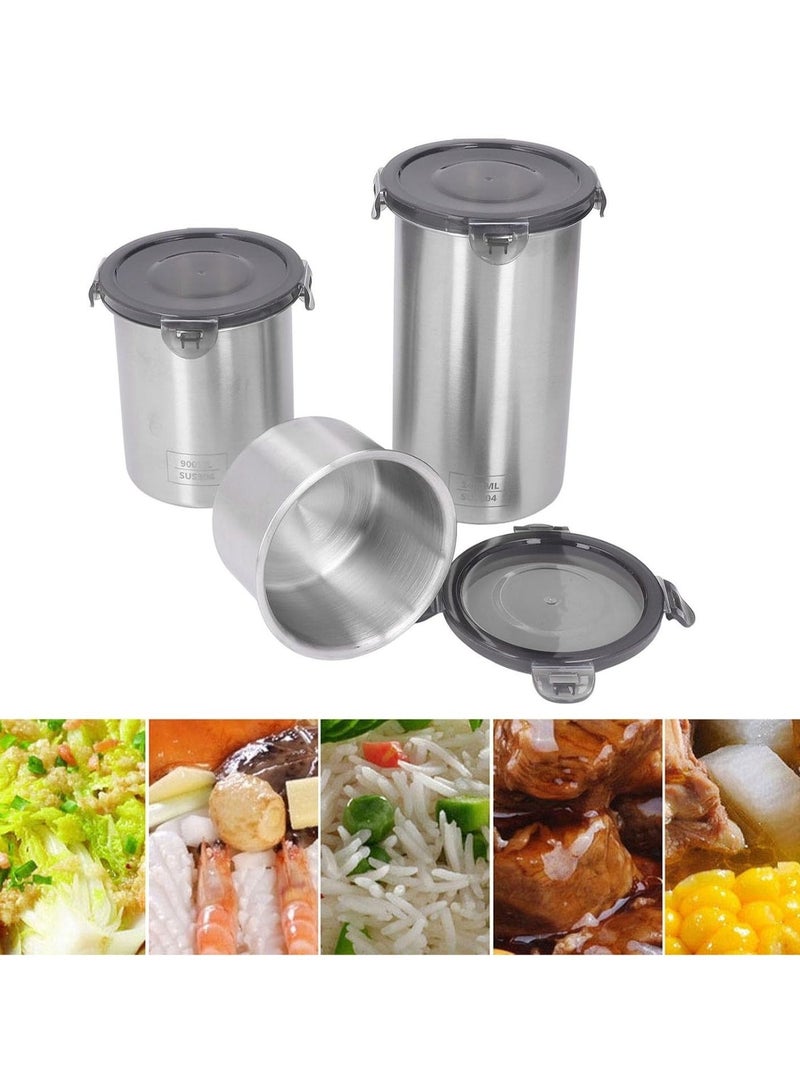 Set of 3 high-quality stainless steel jars in different sizes with a transparent, airtight lid and side clips – suitable for storing rice, sugar, legumes, coffee, and spices, keeping them fresh and preventing moisture – modern kitchen design, easy to clean, and durable for everyday use - 4328 - Image 1