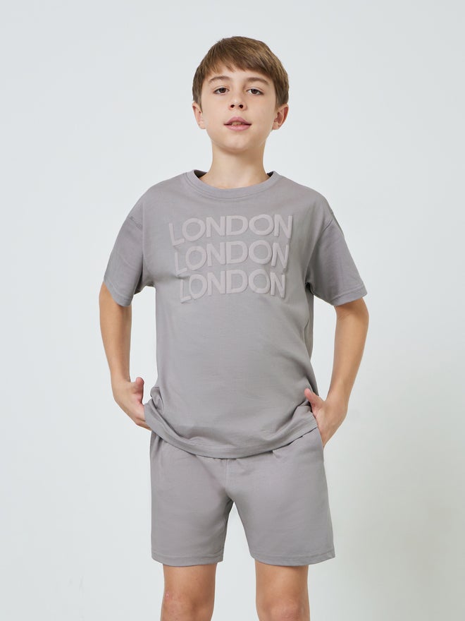 Styli Kids Grey Oversized T-Shirt and Shorts Set - Image 3