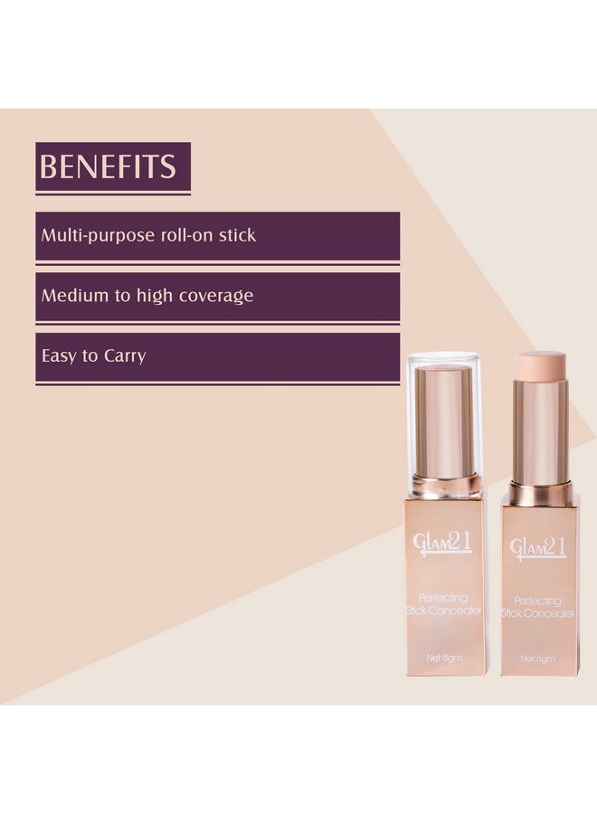 Glam 21 Glam21 Perfecting Stick Concealer Enriched With Vitamin E Contouring & Highlighting Lightweight Makeup Natural Matte Finish8Gm 02 - Image 3