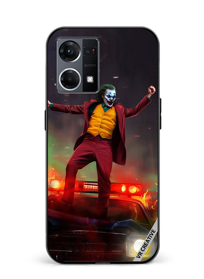 VR CREATIVE Protective Case Cover For Oppo Reno8 4G Joker Over A Car With His Evil Laugh Design Multicolour - Image 1