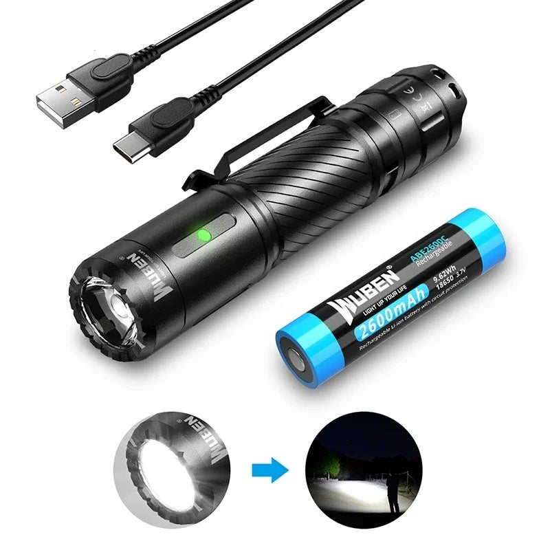 وبين مصباح يدوي Wuben C3 Flashlight Hard Light 1200Lumens Type-C Rechargeable With Battery Protable LED Troch Light For Outdoor Lighting - Image 2