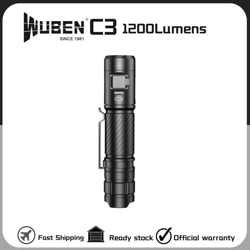 وبين مصباح يدوي Wuben C3 Flashlight Hard Light 1200Lumens Type-C Rechargeable With Battery Protable LED Troch Light For Outdoor Lighting - Image 1